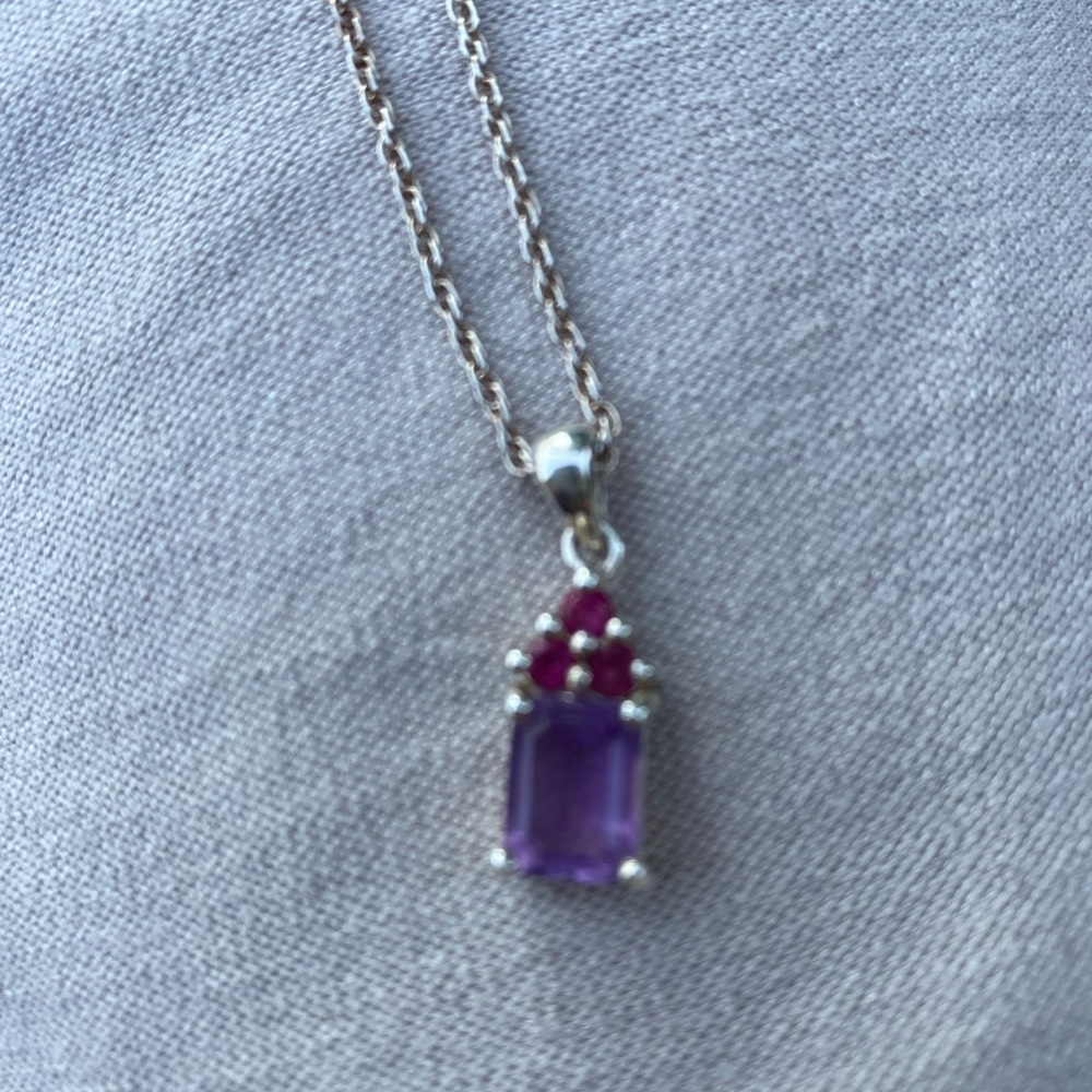 Sterling Amethyst And Ruby Pendant - image 4